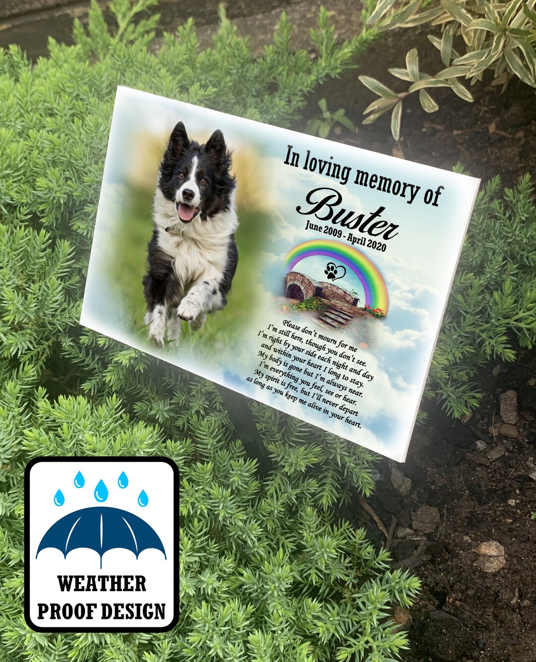 Grave Marker for Dog or Any Pet, Pet Loss Memorial, Tree Stake With ...