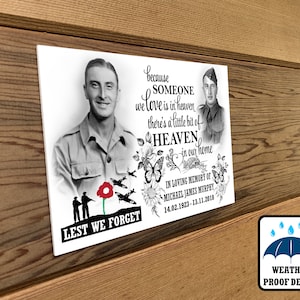 Memorial bench plaque, Wall plaque, Photo plaque, Remembrance gift, Cemetery or garden use, Acrylic grave marker.