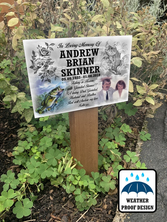 Garden memorial plaque and wooden stake Remembrance plaque Etsy