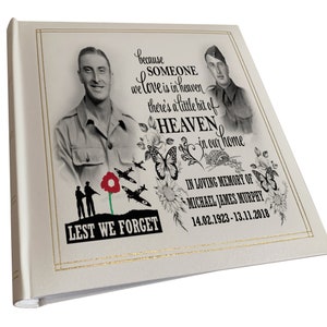 Large personalised photo album, Memorial photo album, Family keepsake book.