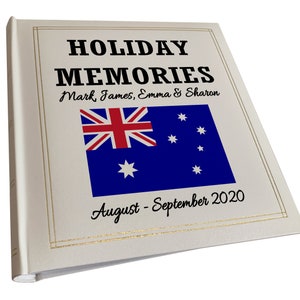 Large personalised photo album, Holiday vacation photo album, Australia or any country can be printed, Album holds 200 6x4&quot; photos.