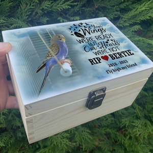 Solid pine urn for pet ashes, Pet bird or any animal, Personalised wooden memorial keepsake urn / box.