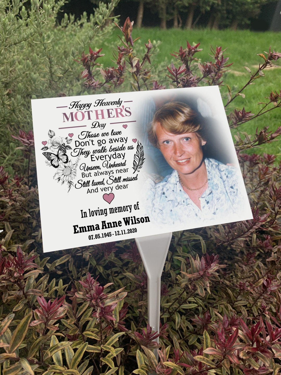 Large Grave Marker Photo Plaque and Ground Stake Personalised Cemetery