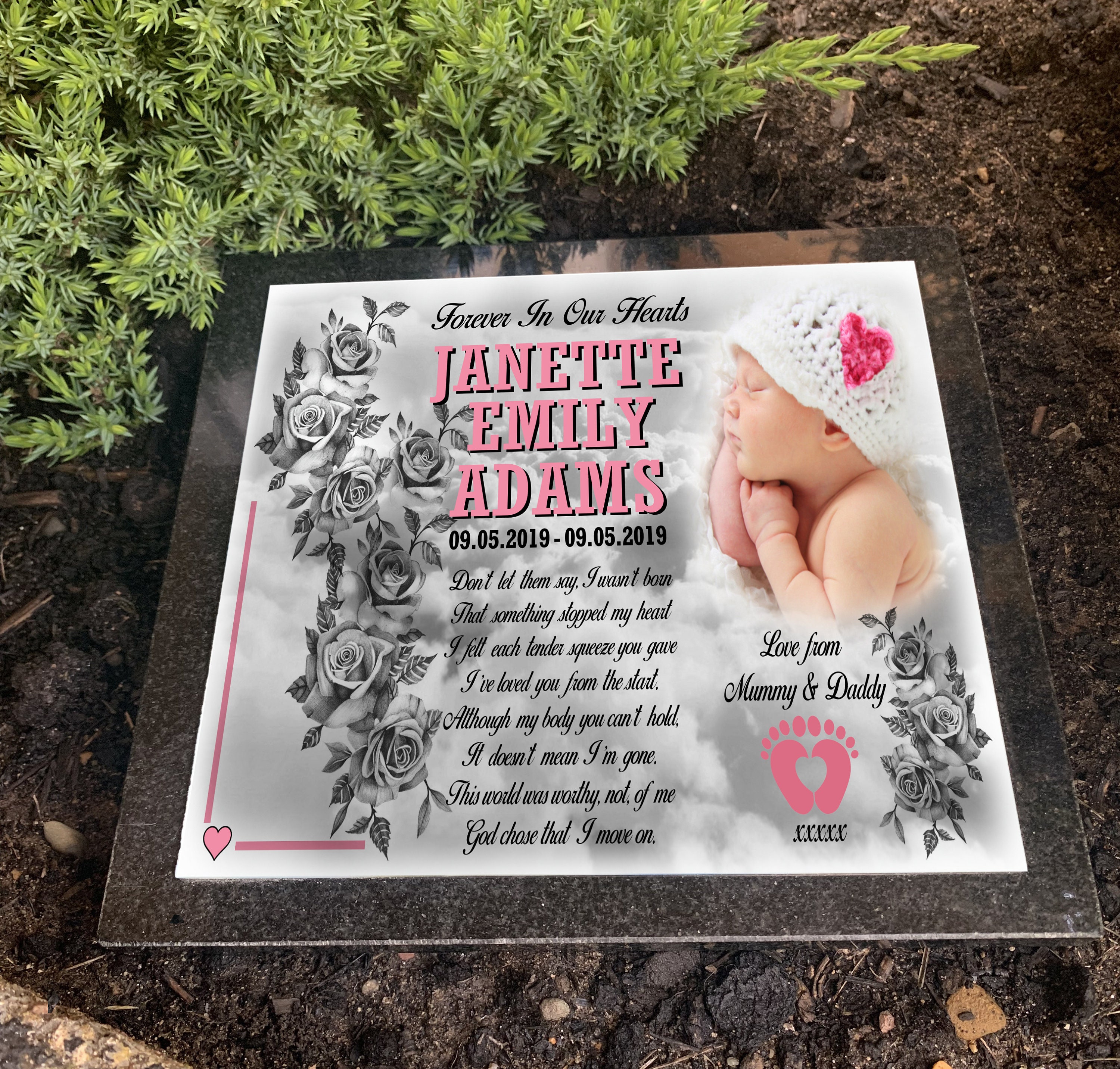 Baby Infant Loss Stillborn Solid Granite Headstone Grave Etsy UK