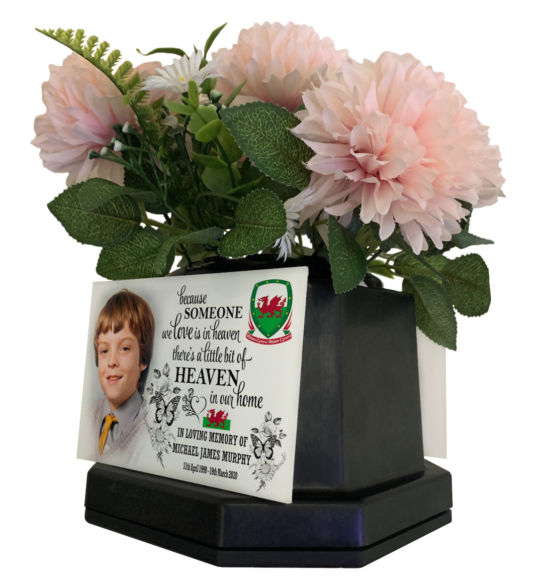 Memorial Graveside Flower Vase Black Weighted Flower Pot Unique