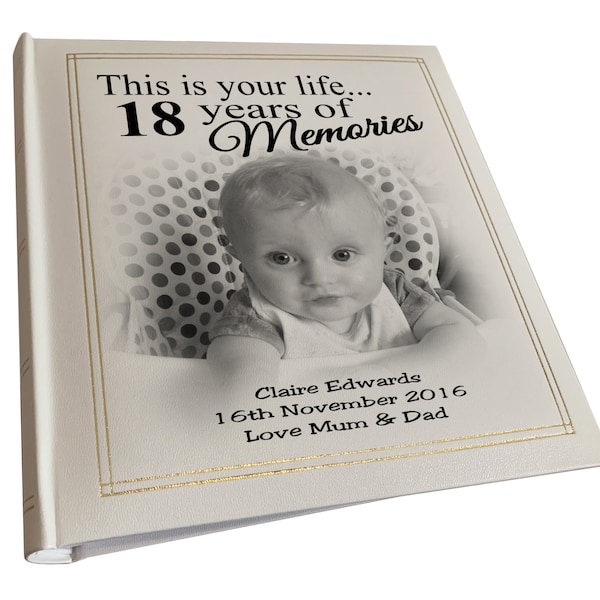 Large Photo Album, Memory Keepsake Book, Birthday design, 18th Birthday, Any Personalised Design Printed.