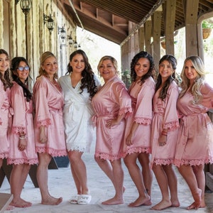 Bridal Robe | Personalized Bridesmaids Robe | Bridesmaids Gift | Bridesmaid Robes | Bridal Party Robes | Bride Robes (Solid Lace Robe)