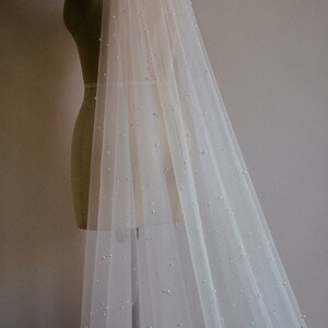 Pearl Wedding Veil, Wedding Veil, Cathedral Veil, Long Veil, Bride Veil, Pearls, Handmade Wedding Veil, Short Veil zdjęcie 7