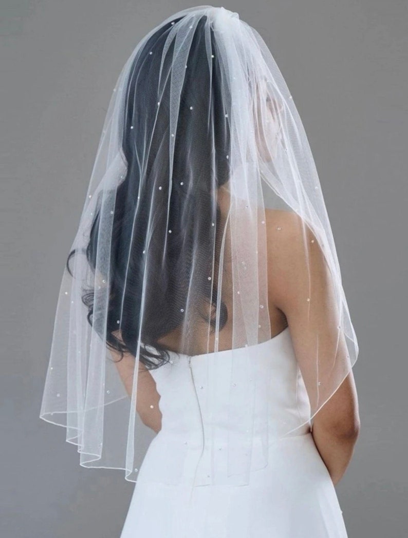 Pearl Wedding Veil, Wedding Veil, Cathedral Veil, Long Veil, Bride Veil, Pearls, Handmade Wedding Veil, Short Veil Elbow