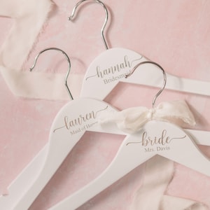 Personalized Bridesmaid Hangers, Wedding Dress Hanger, Custom Hanger, Personalized Hanger, MRS Hanger, Wooden Engraved Hanger