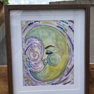 Watercolur Boho Moon in Frame