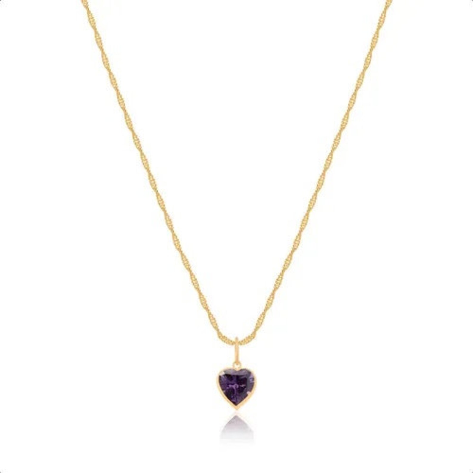 Solid Gold 18k Necklace Heart Pendant Etsy UK