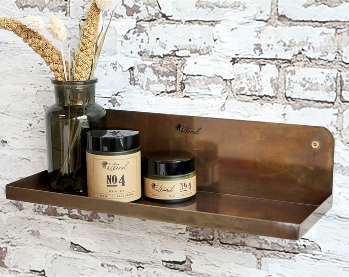 Antique Brass Wall Hung Metal Shelf Tray Shelving Display Etsy UK