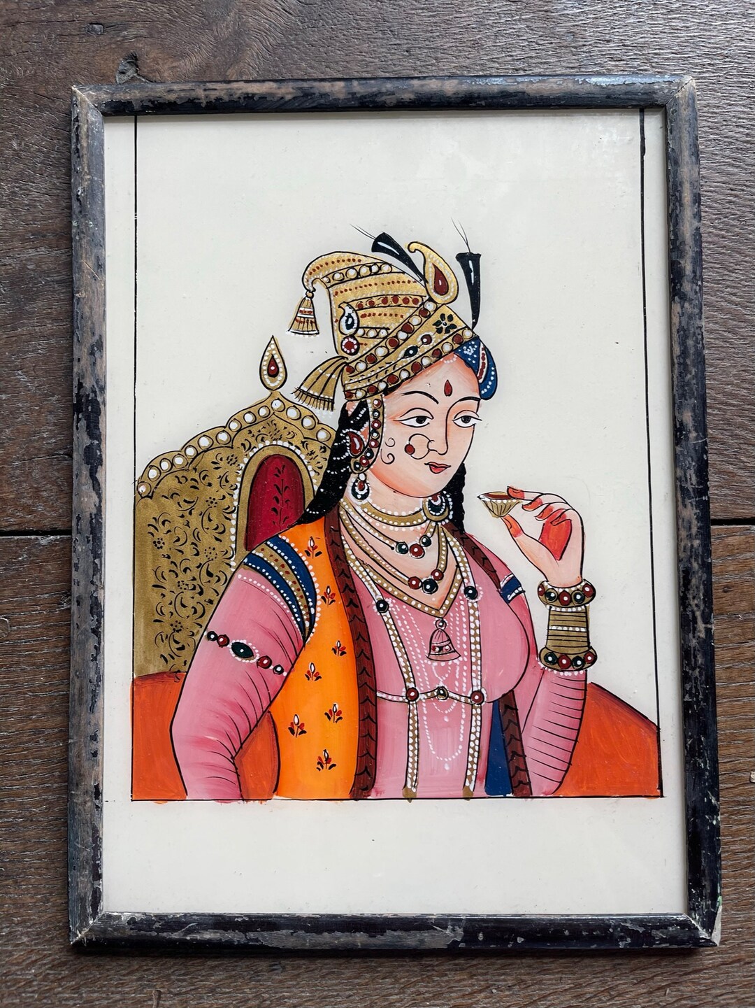 Vintage Indian Reverse Glass Painting Colourful Picture Wall Etsy