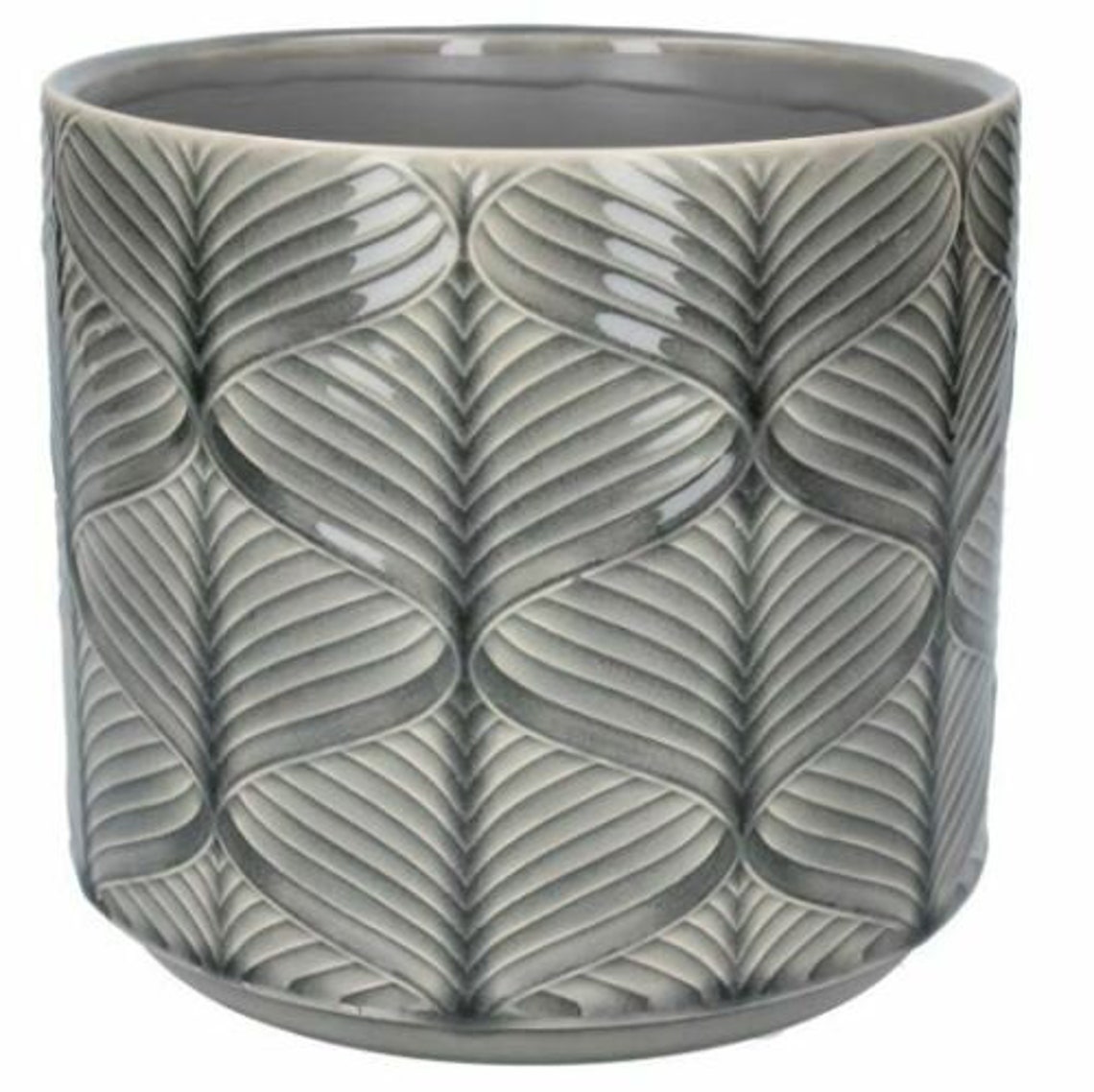 Grey Wave Glazed Ceramic House Plant Pot Cover Geometric Etsy UK