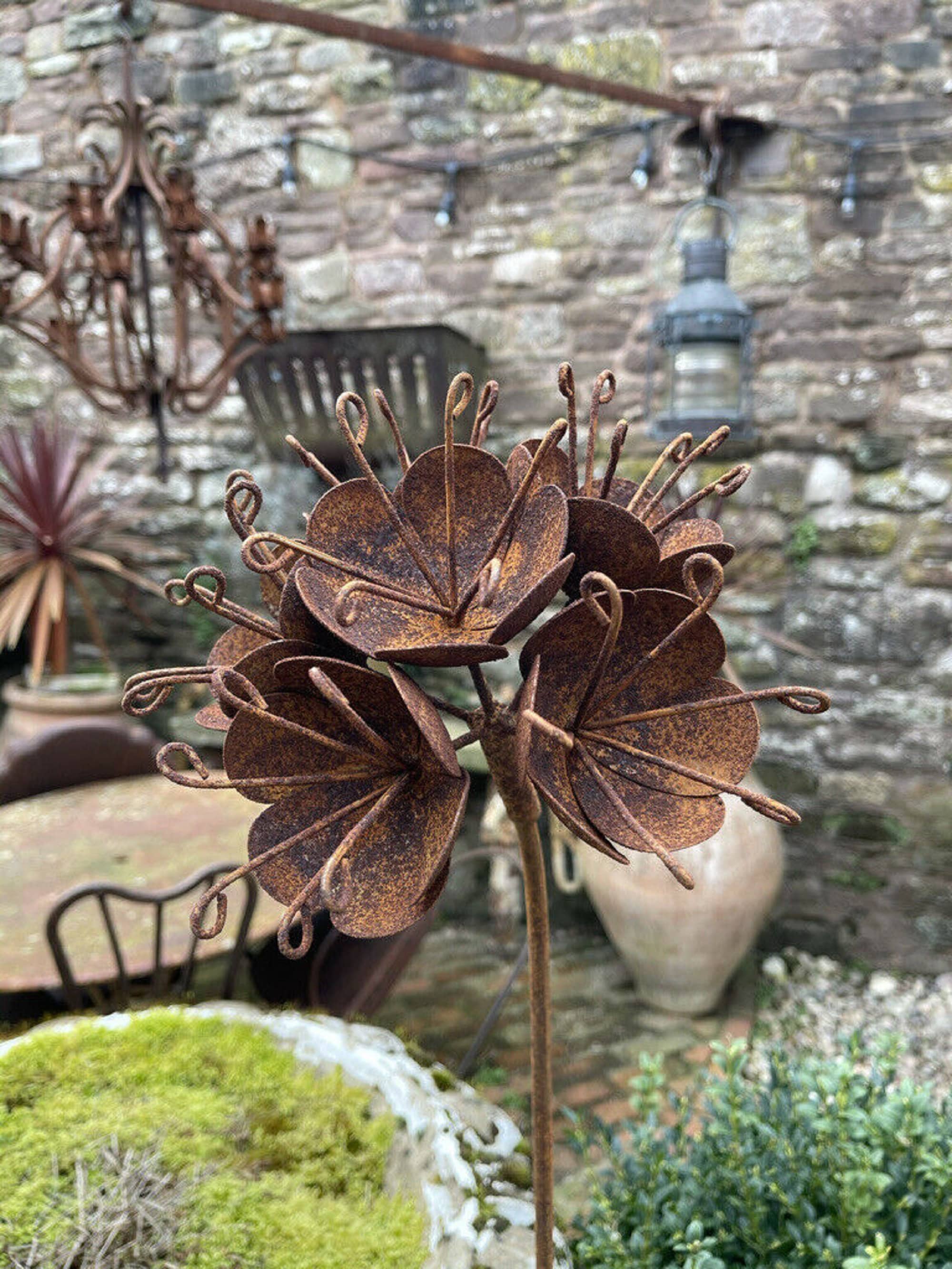 Rusty Flower 118 Plant Support Garden Decor Garden Stake Etsy