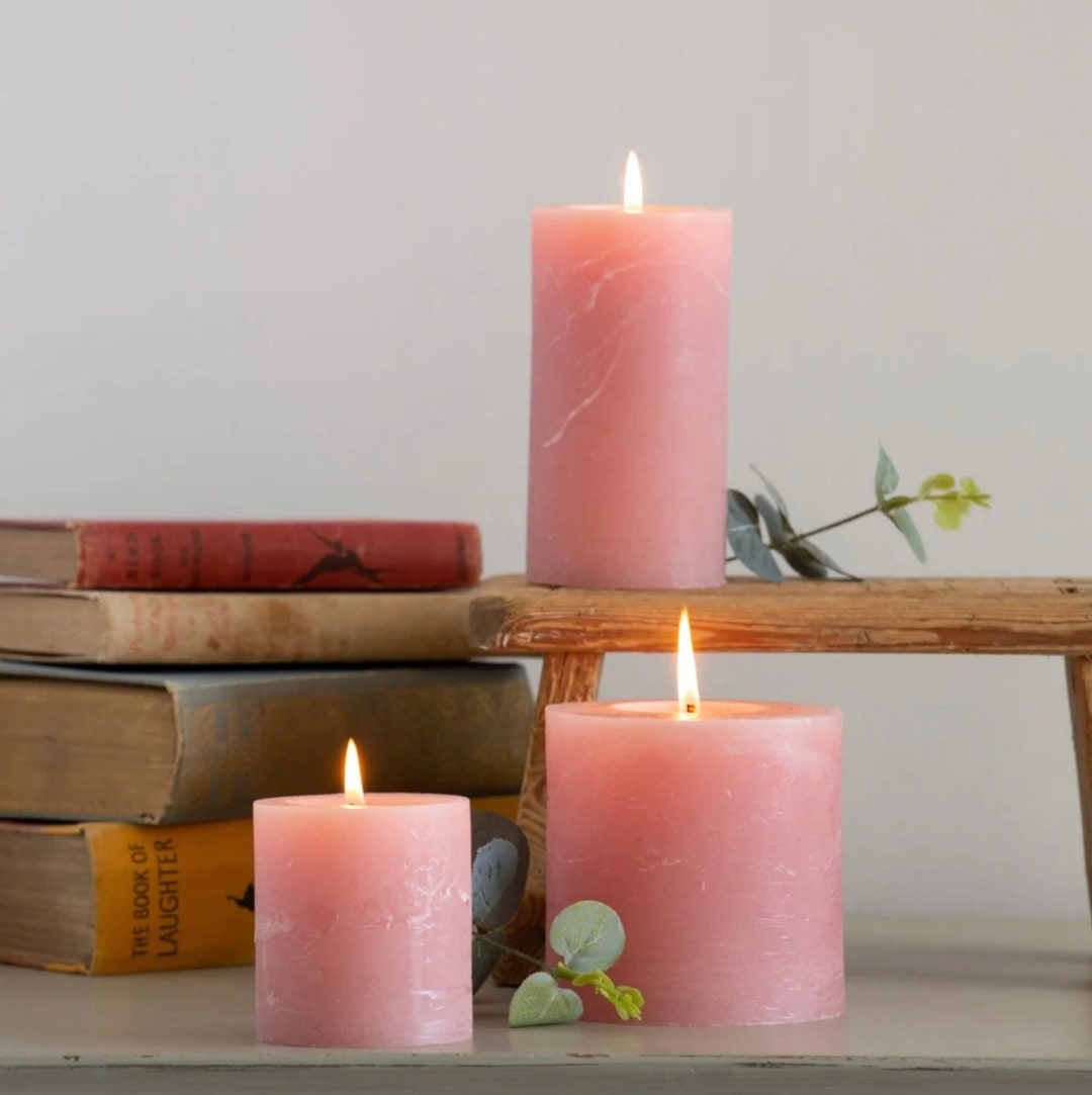 Dusky Pink Pillar Candles Blush Pink Coloured Candles Etsy