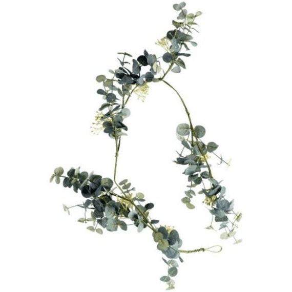 Faux Eucalyptus White Flowers Garland Artificial Realistic Etsy