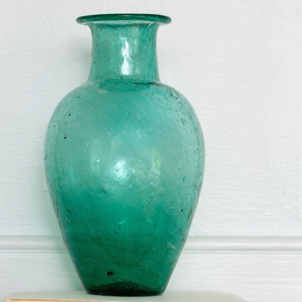 Teal Green Recycled Glass Rustic Stem Bud Vase Chambal Etsy UK