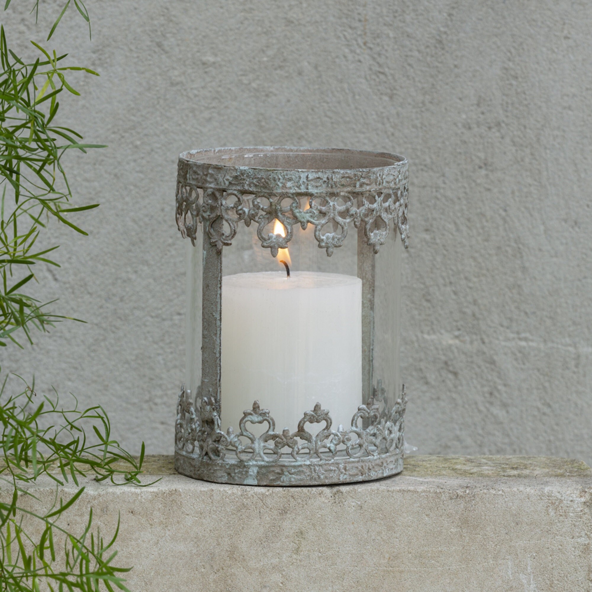 Set of 2-Small LiShay Beautiful and Elegant White Ceramic Pillar Candle Holder 