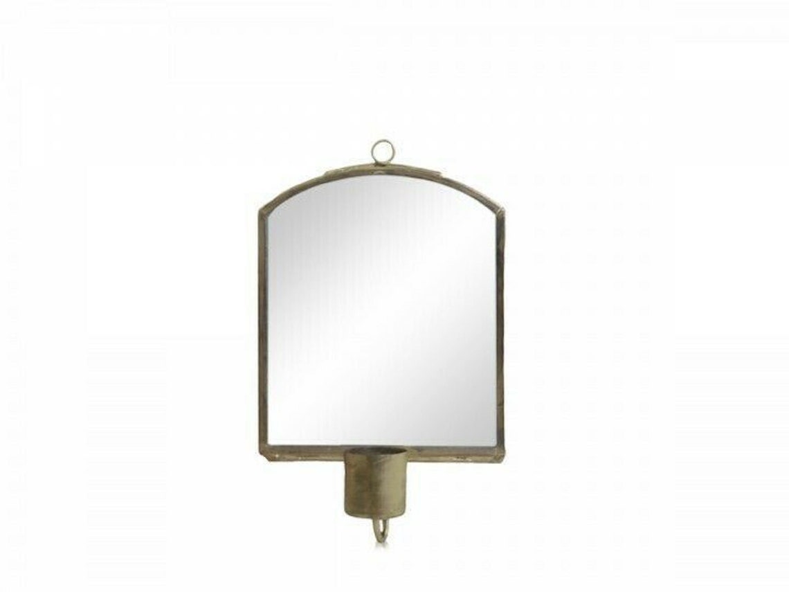 Antique Brass Wall Candle Holder Sconce With Mirror Etsy UK