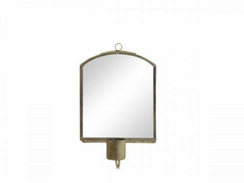 Antique Brass Wall Candle Holder Sconce With Mirror Etsy UK