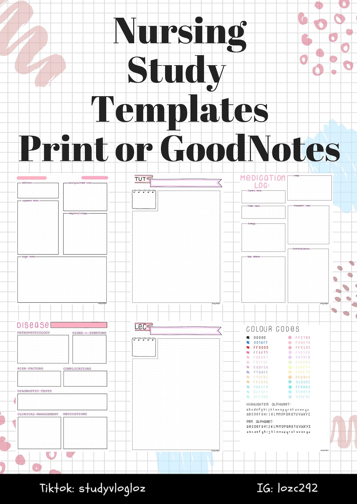 Nursing Study Templates For Goodnotes5 Or Printable Etsy