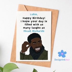 Carte de joyeux anniversaire personnalisée Micah Richards | Carte de vœux de football | Carte Man City | Carte MCFC | Carte pour lui | Drôle de carte de football