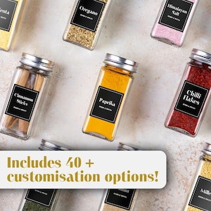 50pz Etichette personalizzate resistenti all'acqua / Erbe e spezie / Organizzazione minimalista / Etichette per contenitori in vetro / Etichette per organizzazione personalizzate