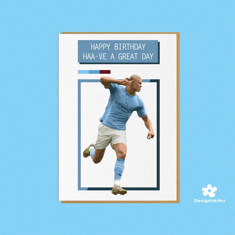 Erling Haaland Happy Birthday Card Haaland Card Football Etsy UK