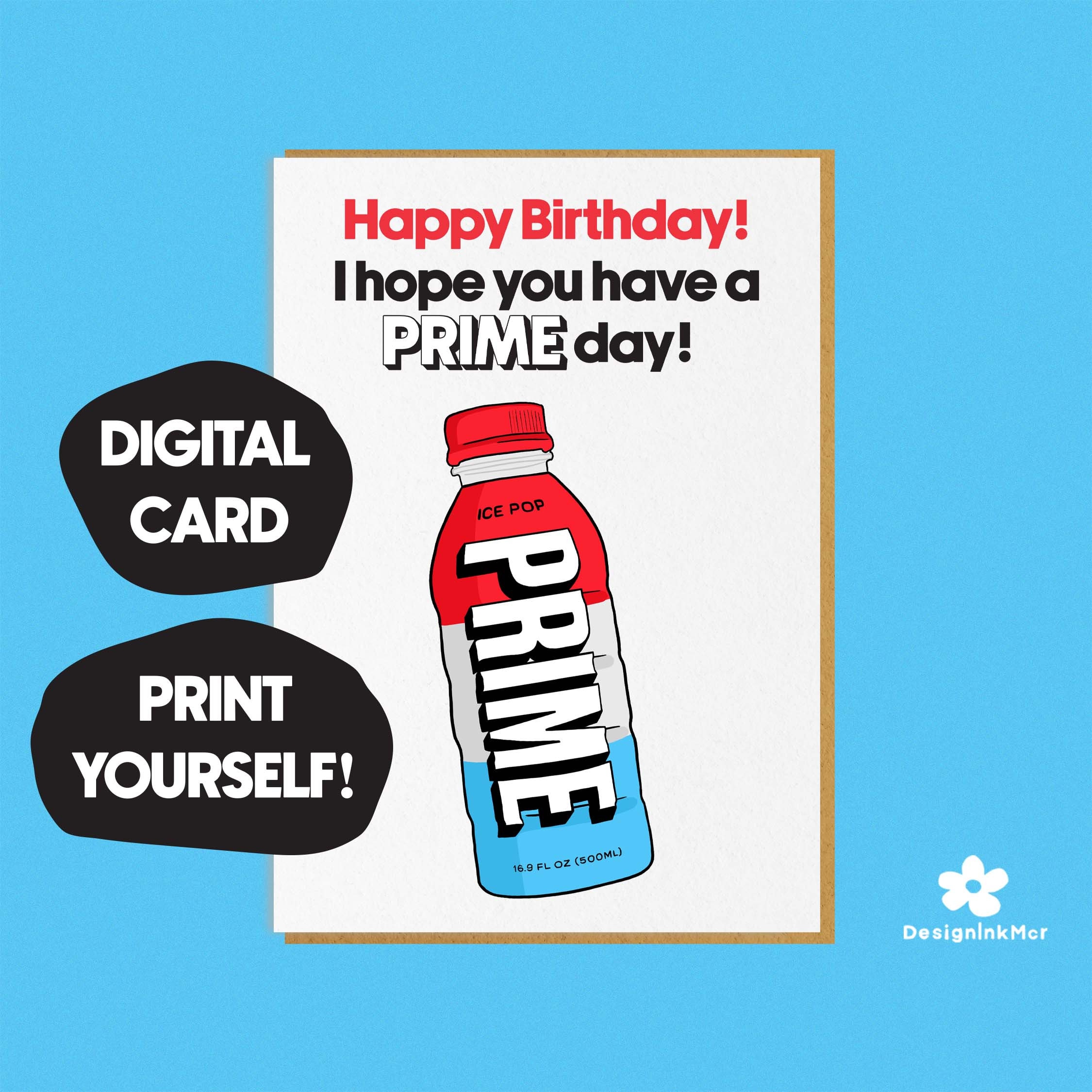 Printable Prime Happy Birthday Card | Funny Printable Prime Card Downloadable Prime Birthday Card Downloadable Prime Card KSI Logan Paul