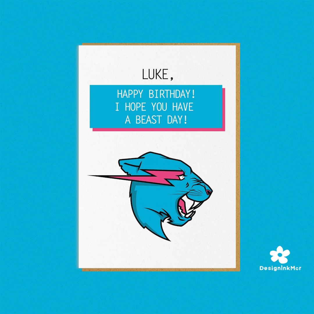 Mr Beast Happy Birthday Card Mr Beast Card Youtube Card - Etsy