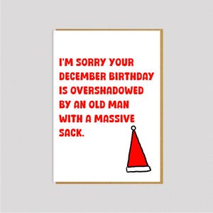 Kerstverjaardagskaart | Gepersonaliseerde kaart | Grappige verjaardagskaart | Verjaardagskaart december | Onbeleefde verjaardagskaart | Gepersonaliseerde verjaardagskaart