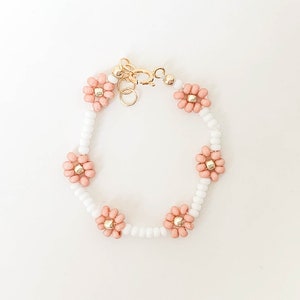 Tiny Daisy flower bracelet in baby bracelet and adult bracelet sizes - 14k gold filled and stretch