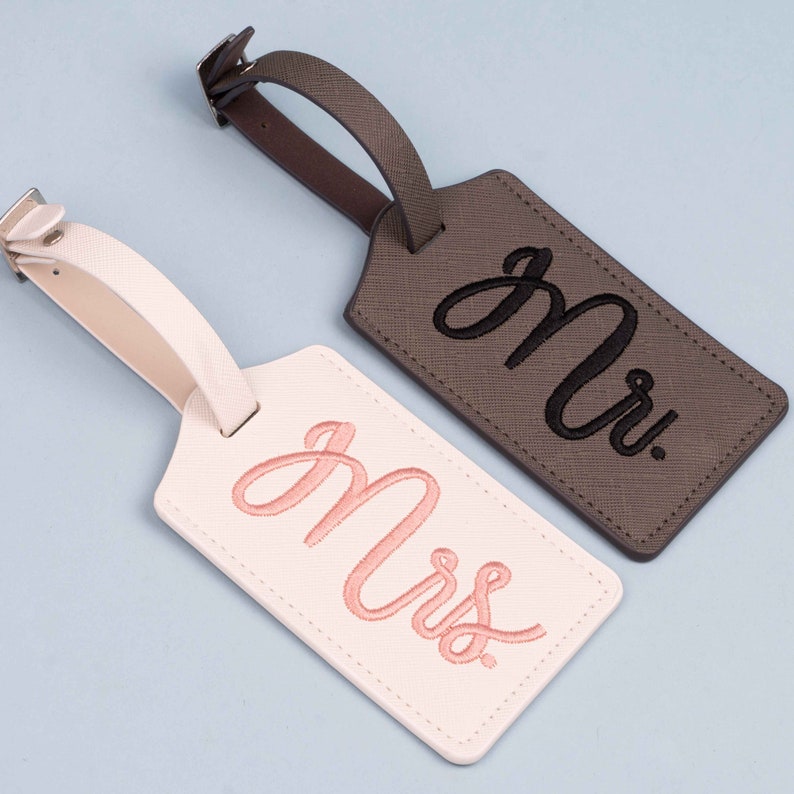 Set of 2 Mr. and Mrs. Luggage Tags Honeymoon Luggage Tags Etsy