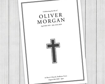 Funeral Order of Service / Memorial program / Remembrance Service / Celebration of Life / Printed or digital file cross crucifix traditional