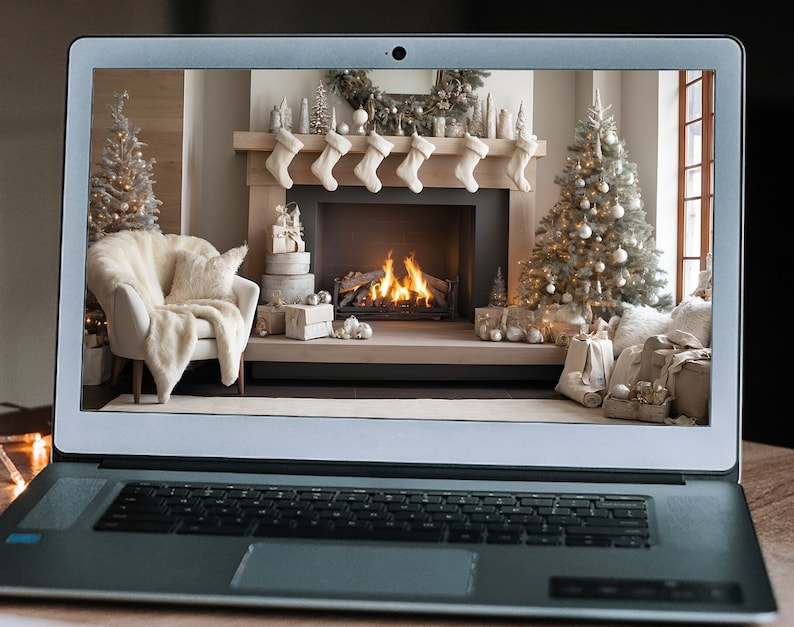 White Christmas Background for Zoom Meetings Holiday Virtual Etsy Canada