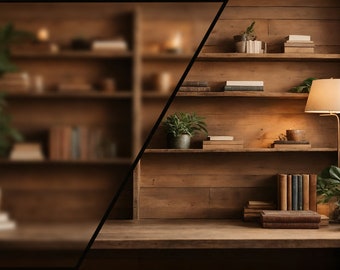 Cool Bookshelf Background for Zoom Meetings Blurred and Normal Version, Virtual Backdrop for Teams, Skype, 16:9 ratio, Minimalist Office
