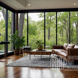 Zoom Background House in the Forest, Natural Trees View, Virtual Home Office Background for Teams Meetings, Telecommuters Nature Backdrop