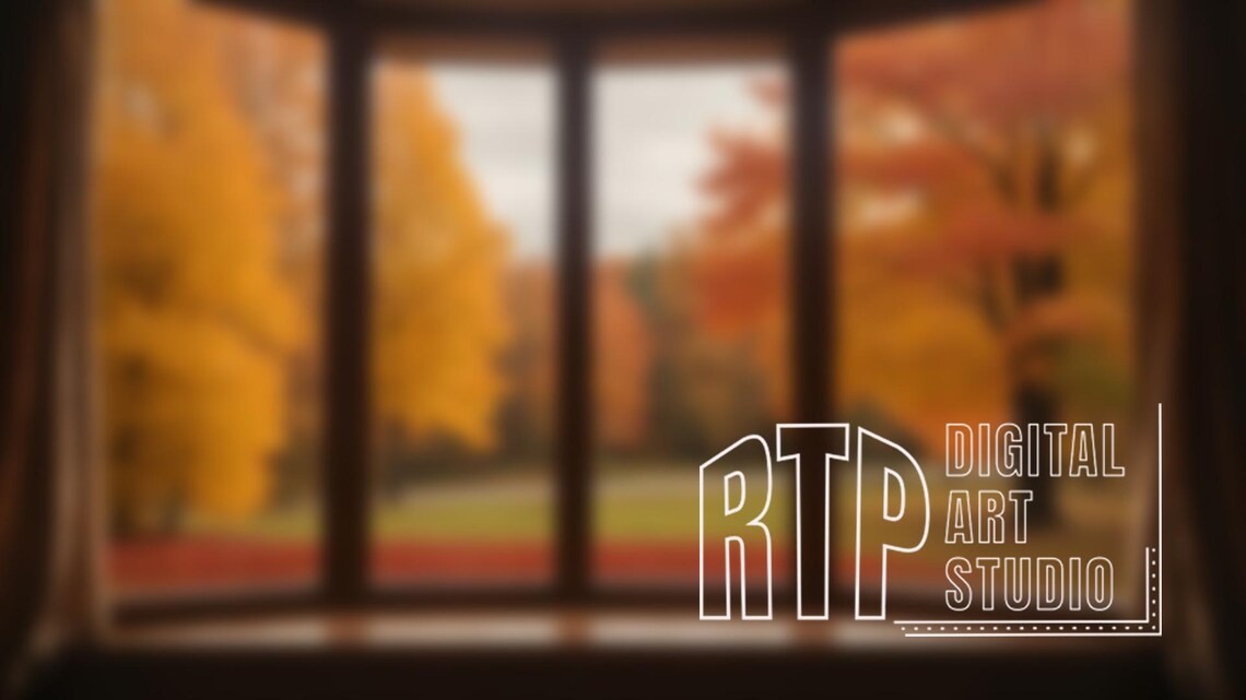 Autumn Virtual Background for Zoom Meetings, Fall Colors Window View ...
