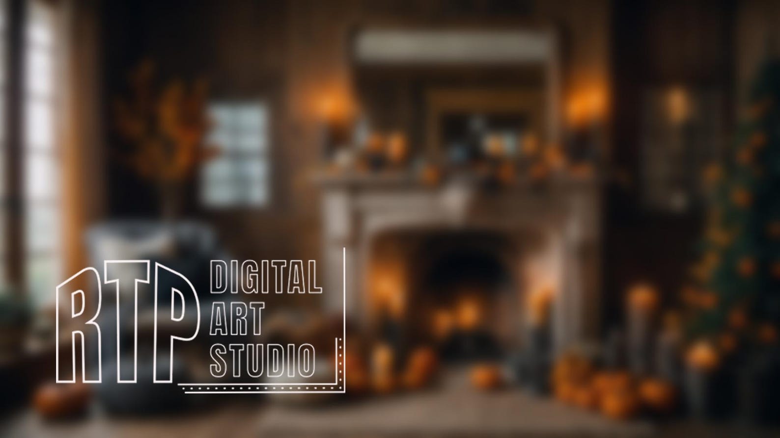 Fall Background Rustic Autumn Room for Zoom, Cozy Fall Fireplace ...