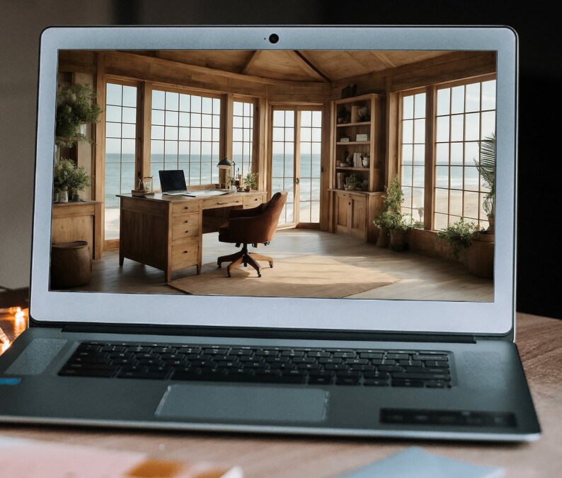 Virtual Background for Zoom Meetings, Beach Cottage Background for Zoom