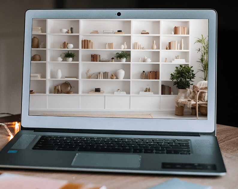 Zoom Background White Bookshelf Virtual Home Office Etsy Canada