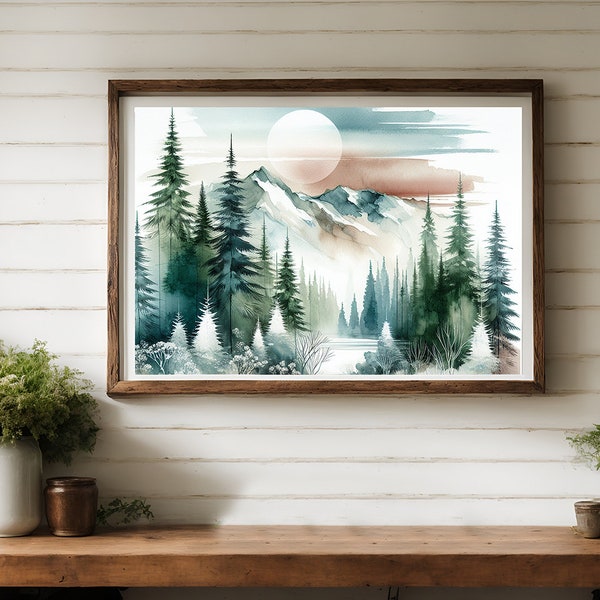 Winter Mountain Cottagecore Zoom Background Virtual Meetings, Boho Rustic Professional Home Office Backdrop with Natural Light 16:9 ratio