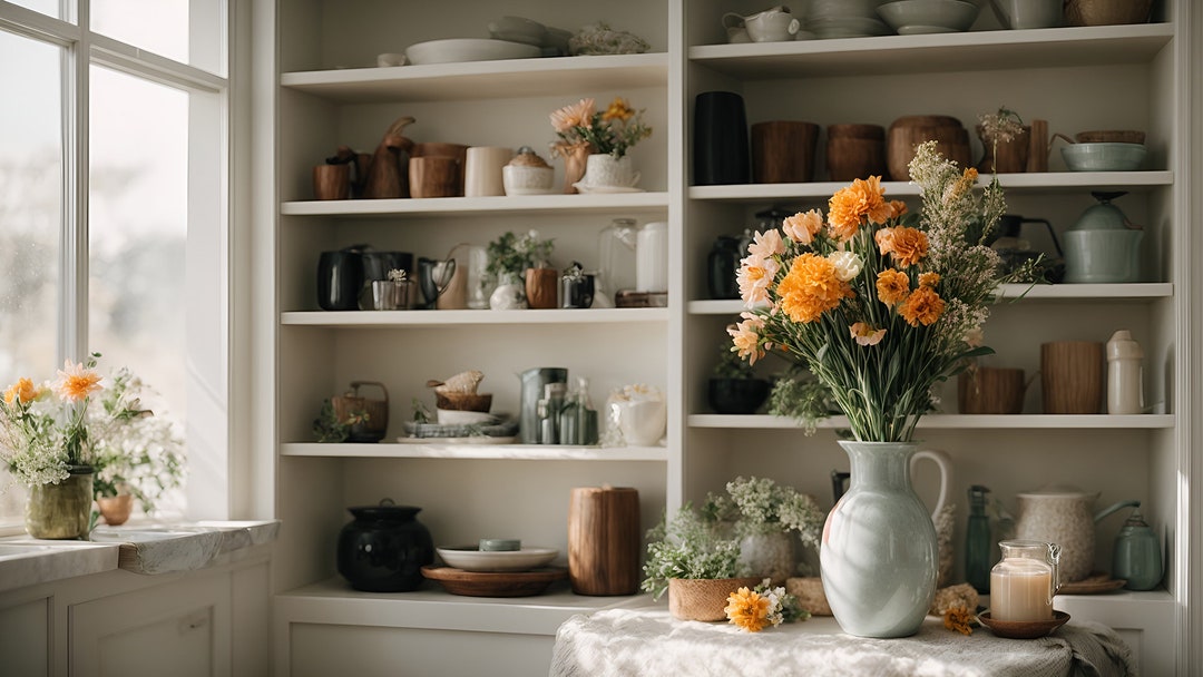 Virtual Background of a Rustic Spring Home Bookcase for Zoom, MS Teams ...