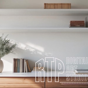 Minimalist Professional Home Office Bookshelf Background for Zoom Meetings, Simple Neutral Backdrop with Natural Light for Online Meetings