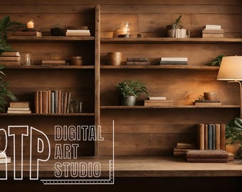Cool Background for Zoom Meetings, Fall Virtual Zoom Background for Computers in a 16:9 ratio, Virtual Office Bookshelf Minimalist, Teams