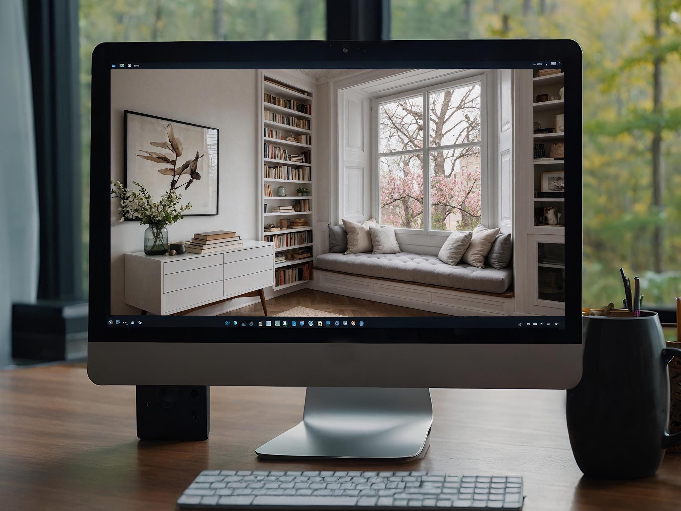 Two-image Set, Blurred and Normal Corner Nook Background for Zoom ...