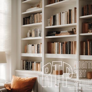 White Shelving Background for Meetings, Virtual Backdrop for Zoom, MS Teams, Webex, Skype, 16:9 ratio, Virtual Home Office Minimalist Shelf