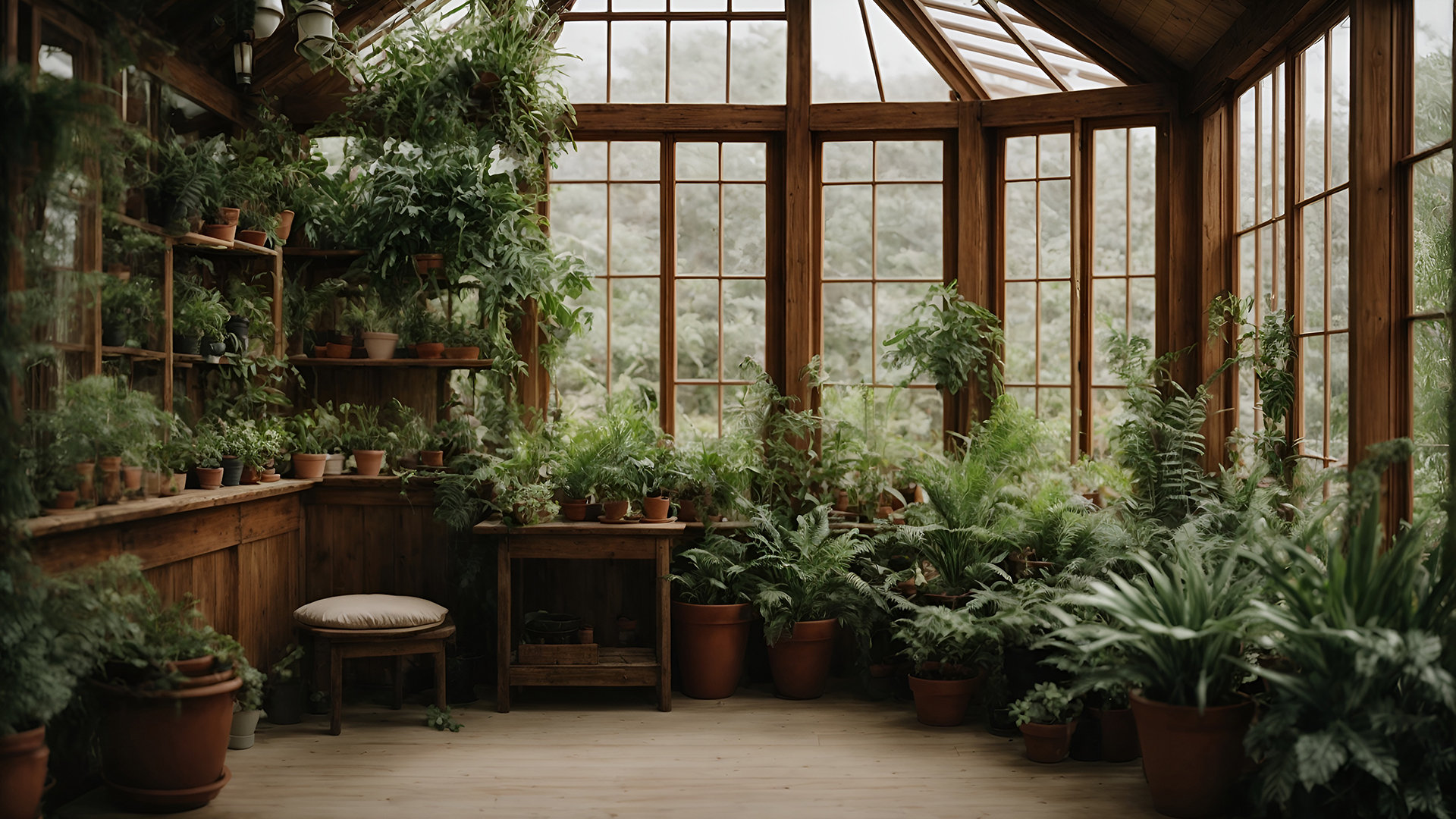 Greenhouse Room Zoom Background, Natural Virtual Home Office Background